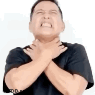Man In Black Shirt Holding Hands To Neck GIF