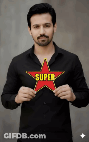 Man In Black Shirt Holding Super Star GIF