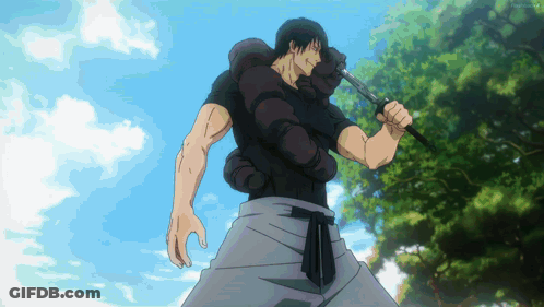 Man In Black Shirt Holding Sword GIF