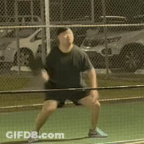 Man In Black Shirt Holding Tennis Racquet GIF
