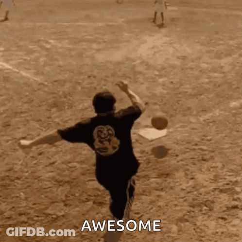 Man In Black Shirt Number 8 Kicking Ball Saying Awesome GIF