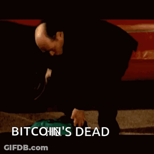 Man In Black Shirt Saying Bitcoin's Dead GIF