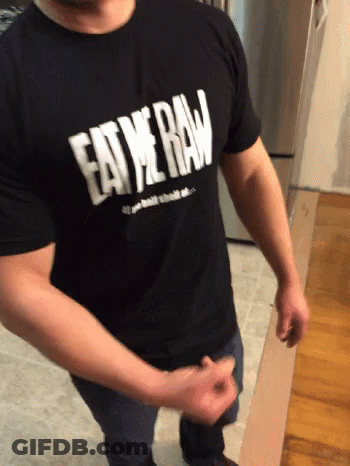 Man In Black Shirt Saying Eat Me Raw GIF