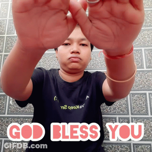Man In Black Shirt Saying God Bless You GIF