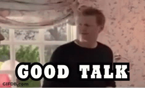 Man In Black Shirt Saying Good Talk GIF