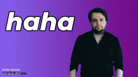 Man In Black Shirt Saying Haha On Purple Background GIF