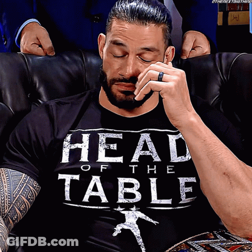 Man In Black Shirt Saying Head Of The Table GIF