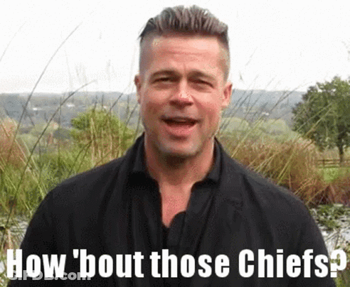 Man In Black Shirt Saying How Bout Those Chiefs GIF