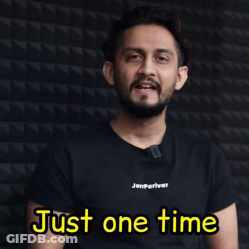 Man In Black Shirt Saying Jonparivar Points At Camera Just One Time GIF