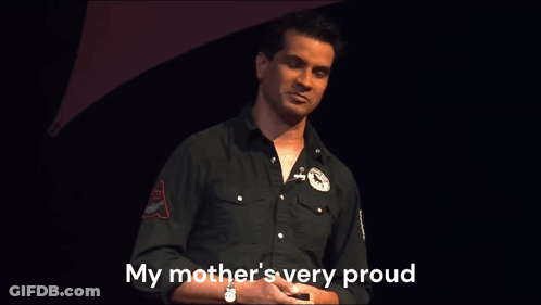 Man In Black Shirt Saying My Mother's Very Prone GIF