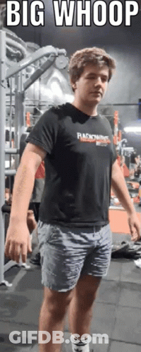 Man In Black Shirt Saying Radioactive In Gym GIF