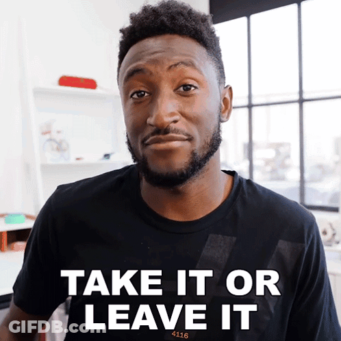 Man In Black Shirt Saying Take It Or Leave It GIF