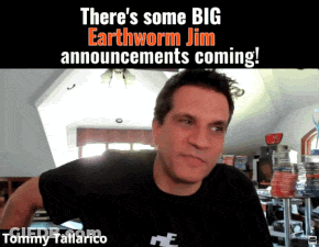 Man In Black Shirt Says Big Earthworm Jim Announcements Coming GIF