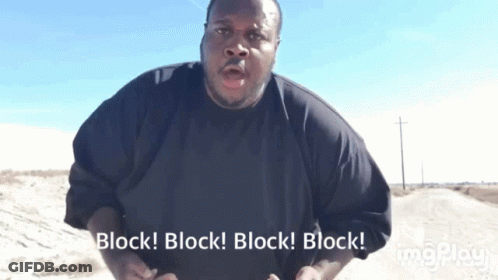 Man In Black Shirt Says Block GIF