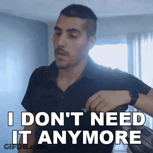 Man In Black Shirt Says I Don't Need It Anymore GIF