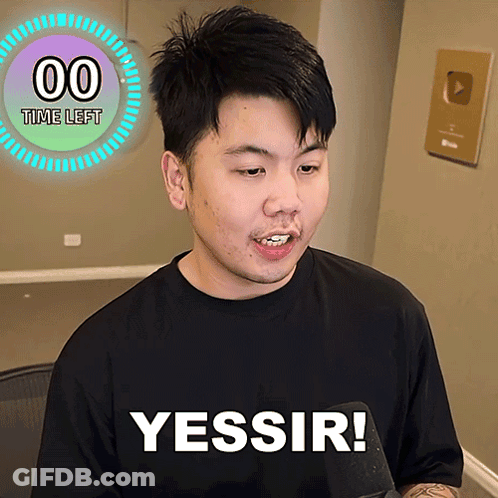 Man In Black Shirt Says Yessir With Timer Saying 00 Time Left GIF