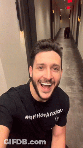 Man In Black Shirt Smiling #Larinotanxiou GIF