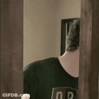 Man In Black Shirt Standing In Front Of Door GIF