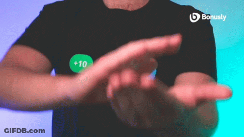 Man In Black Shirt With Green Bonusly Sticker GIF