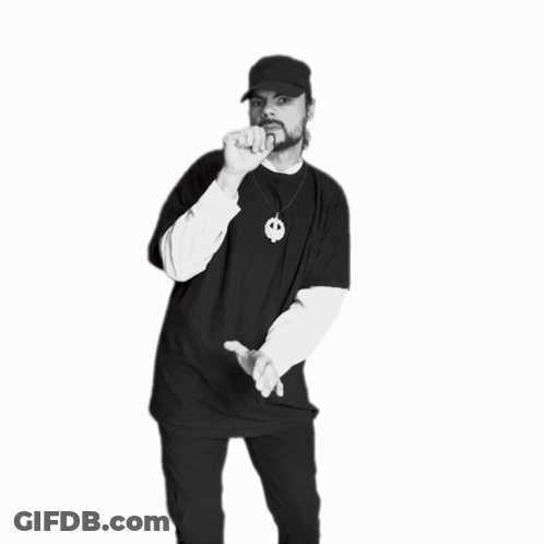 Man In Black Shirt With Skull Pendant GIF