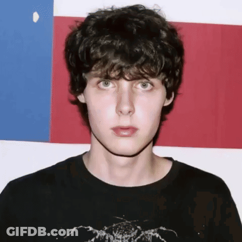 Man In Black Skull Shirt Pointing At Camera GIF