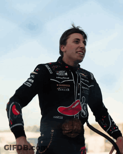 Man In Black Sparco Jacket GIF