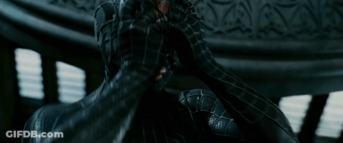Man In Black Spider-Man Suit Covered In Venom GIF