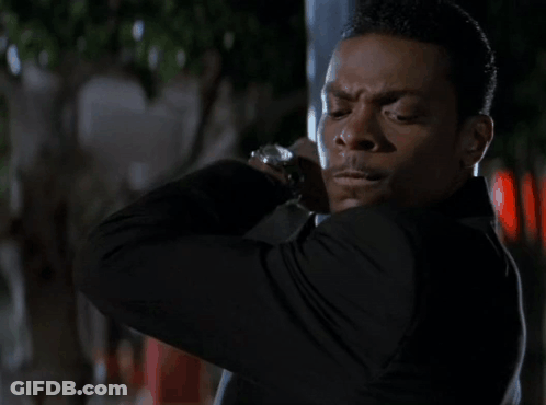 Man In Black Suit Adjusting Watch GIF