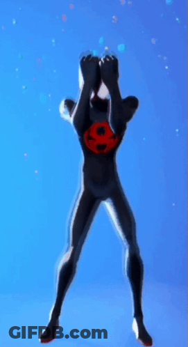 Man In Black Suit Covering Face Against Blue Sky GIF