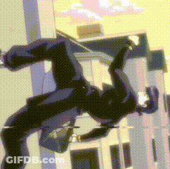 Man In Black Suit Falling From Building GIF