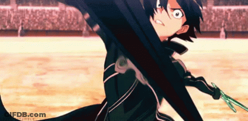 Man In Black Suit Holding Sword GIF