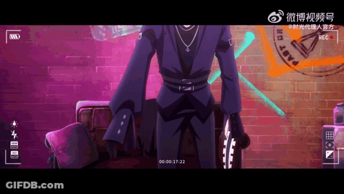 Man In Black Suit In Front Of Brick Wall Time 00 00 17 22 GIF