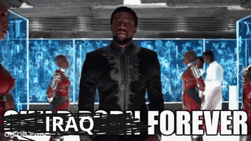 Man In Black Suit Iraq Is Forever Screen GIF
