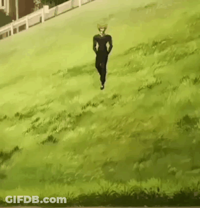 Man In Black Suit Running In Grass GIF