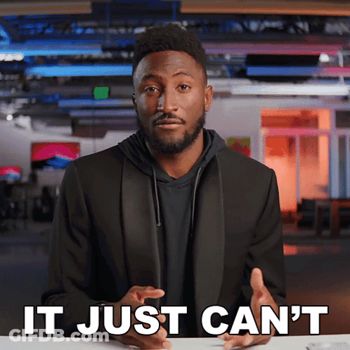 Man In Black Suit Says It Just Can't GIF