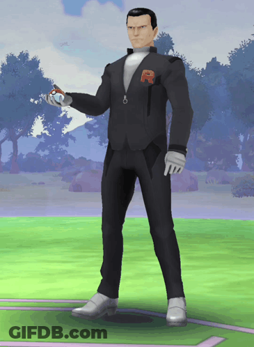 Man In Black Suit With Red R GIF