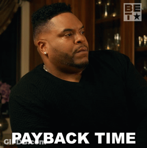 Man In Black Sweater Saying Payback Time GIF