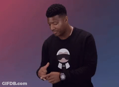 Man In Black Sweater With Karl Lagerfeld Icon GIF