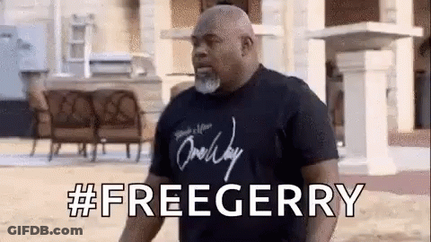 Man In Black T-Shirt Saying Free Gerry GIF
