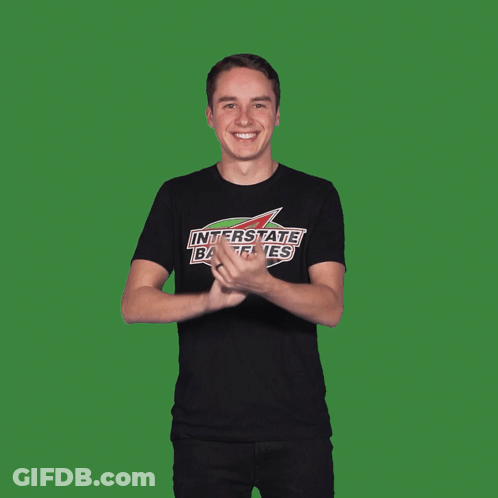 Man In Black T-Shirt Says Interstate Batteries GIF