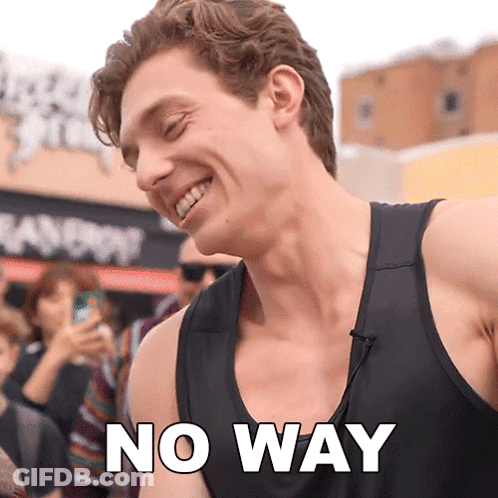 Man In Black Tank Top Smiling Saying No Way GIF