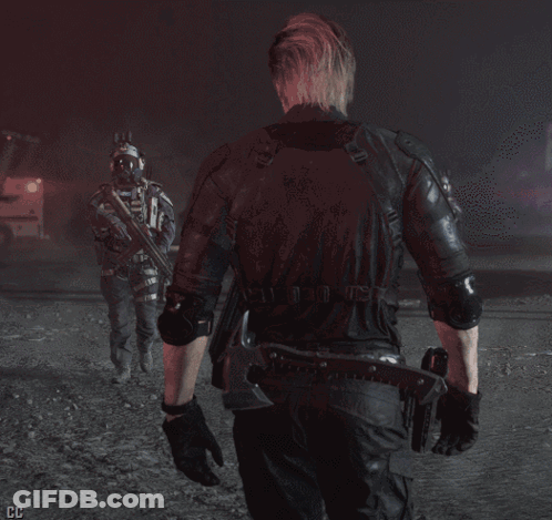 Man In Black Uniform Walking At Night GIF