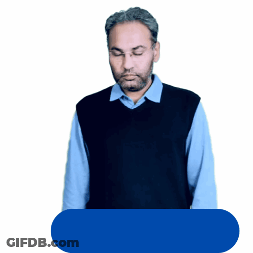 Man In Black Vest And Blue Shirt Eyes Closed GIF