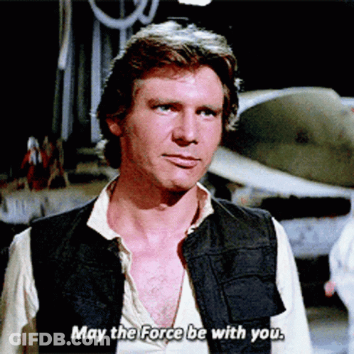 Man In Black Vest Saying May The Force Be With You GIF