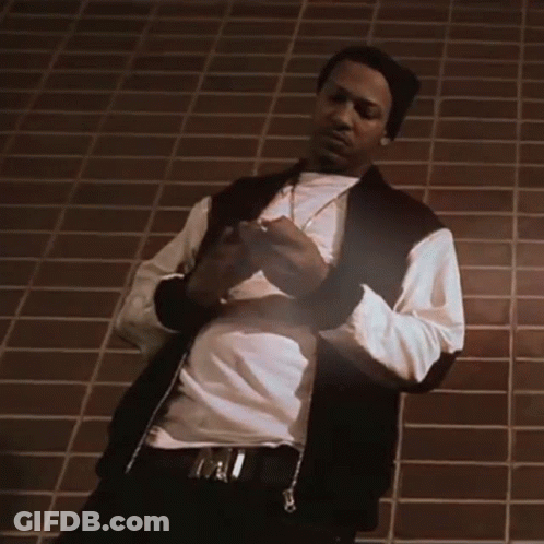 Man In Black White Jacket With M Belt GIF