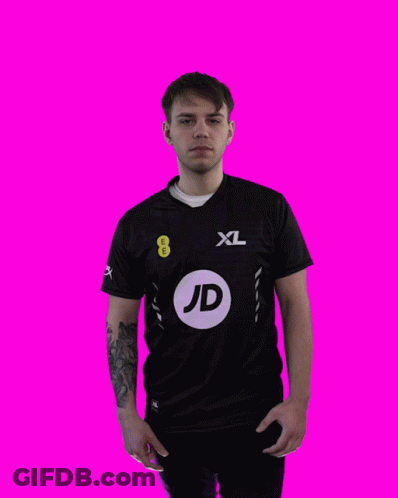 Man In Black XL JD Shirt Arms Outstretched GIF