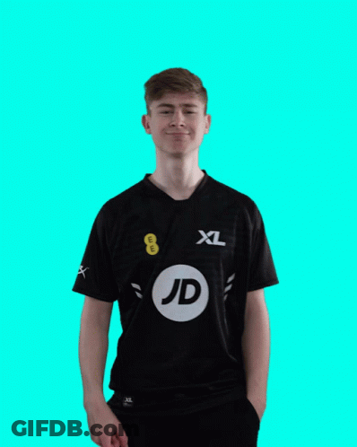 Man In Black XL Shirt With JD GIF
