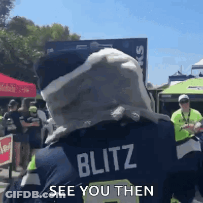 Man In Blitz Jersey Standing In Crowd GIF