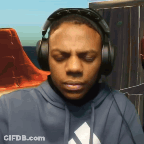 Man In Blue Adidas Hoodie With Headphones GIF
