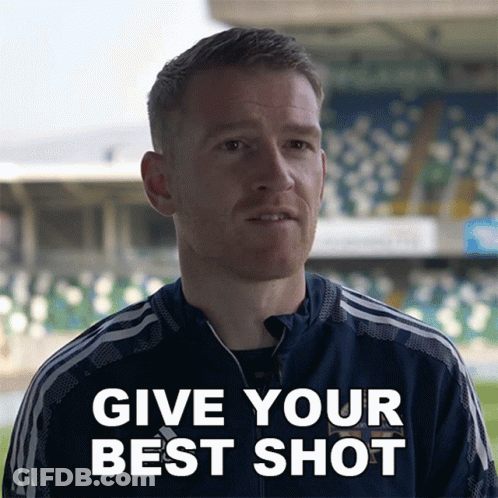 Man In Blue Adidas Jacket Says Give Your Best Shot GIF
